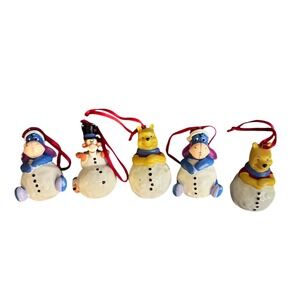 Vintage Disney Winnie the Pooh Eeyore Tigger Snowman Christmas Ornaments resin 5